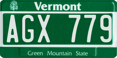 VT license plate AGX779