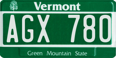 VT license plate AGX780