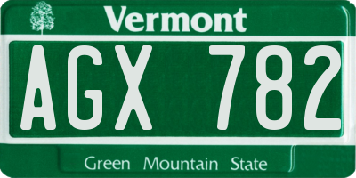 VT license plate AGX782