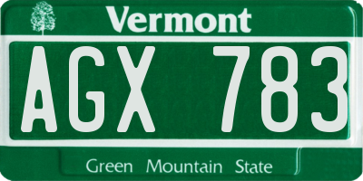 VT license plate AGX783