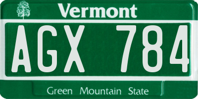 VT license plate AGX784