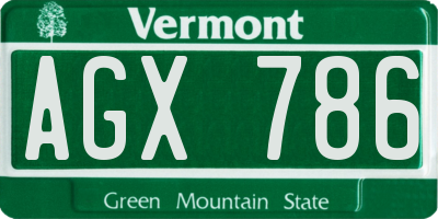 VT license plate AGX786