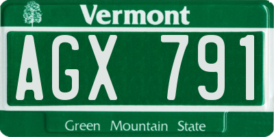 VT license plate AGX791