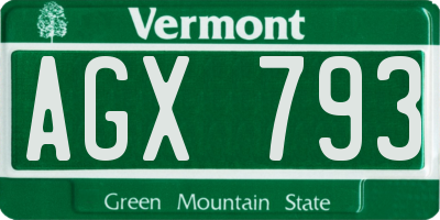 VT license plate AGX793