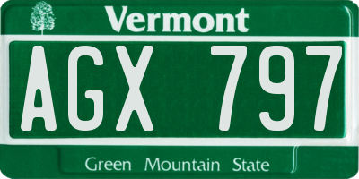VT license plate AGX797