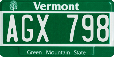 VT license plate AGX798