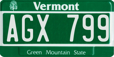 VT license plate AGX799