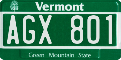 VT license plate AGX801