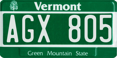 VT license plate AGX805