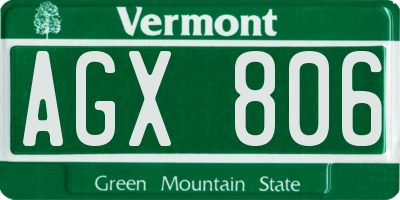 VT license plate AGX806