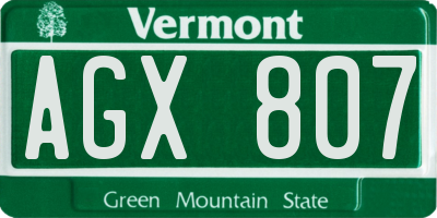 VT license plate AGX807