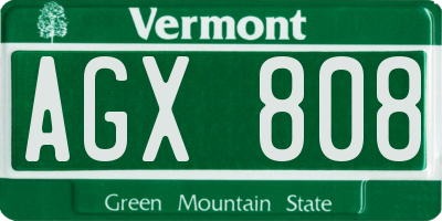 VT license plate AGX808