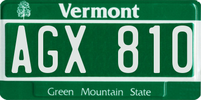 VT license plate AGX810