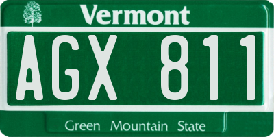 VT license plate AGX811
