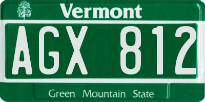 VT license plate AGX812