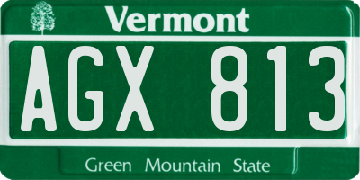 VT license plate AGX813