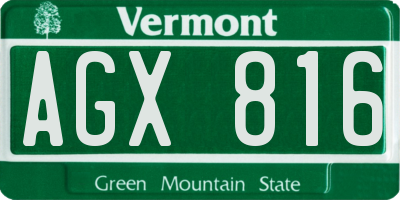 VT license plate AGX816