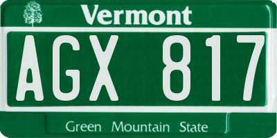 VT license plate AGX817