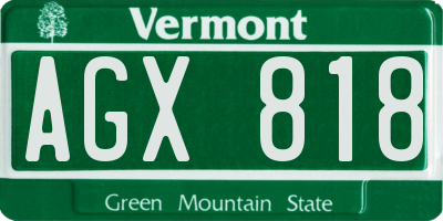 VT license plate AGX818
