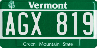 VT license plate AGX819