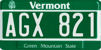 VT license plate AGX821