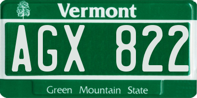 VT license plate AGX822