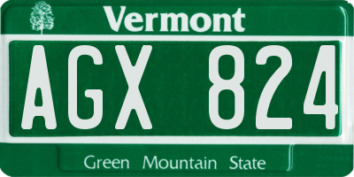 VT license plate AGX824