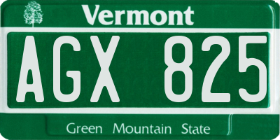 VT license plate AGX825