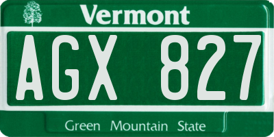 VT license plate AGX827
