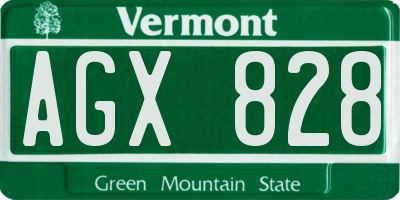VT license plate AGX828