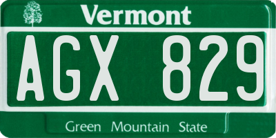 VT license plate AGX829