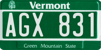 VT license plate AGX831