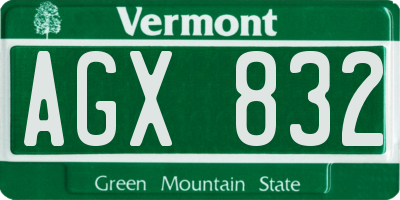 VT license plate AGX832
