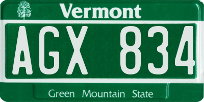 VT license plate AGX834