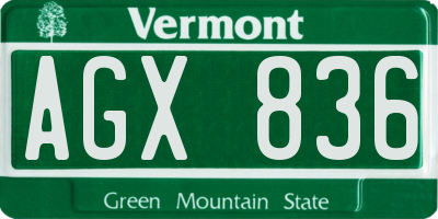 VT license plate AGX836