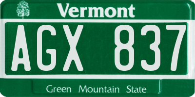 VT license plate AGX837