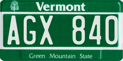 VT license plate AGX840