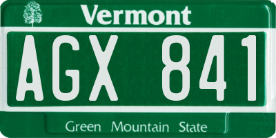 VT license plate AGX841