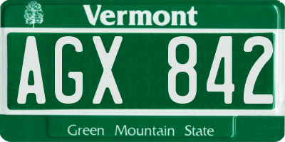 VT license plate AGX842