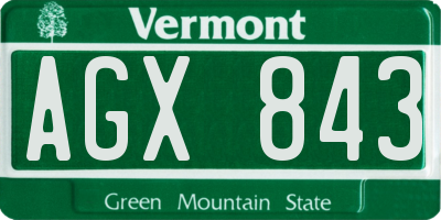 VT license plate AGX843