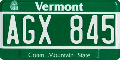 VT license plate AGX845
