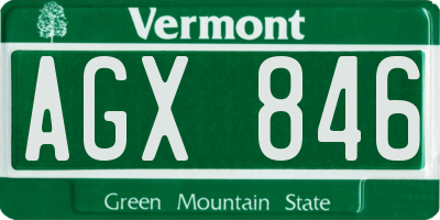VT license plate AGX846
