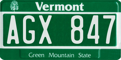 VT license plate AGX847