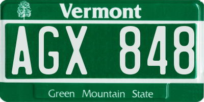 VT license plate AGX848