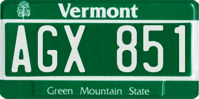 VT license plate AGX851