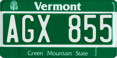VT license plate AGX855