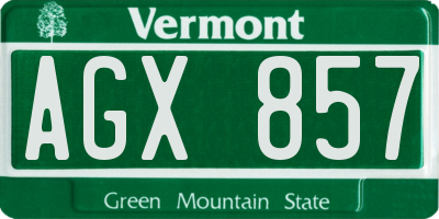 VT license plate AGX857