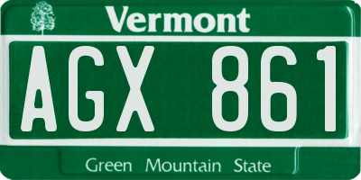 VT license plate AGX861