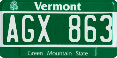 VT license plate AGX863