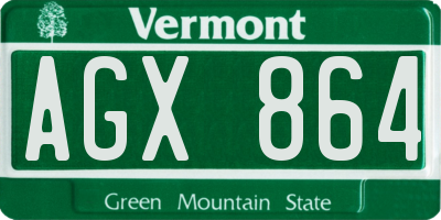 VT license plate AGX864